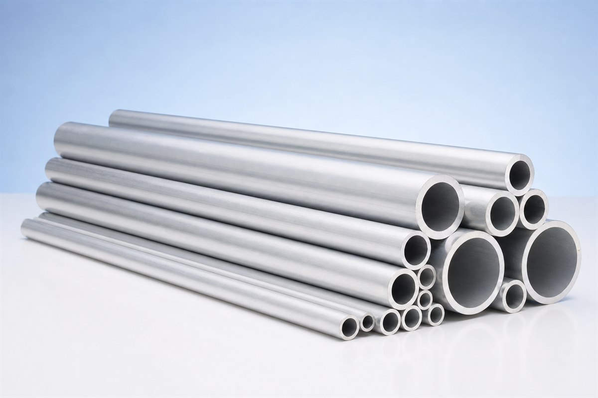 Satin-finished aluminium tubes in multiple industrial diameters