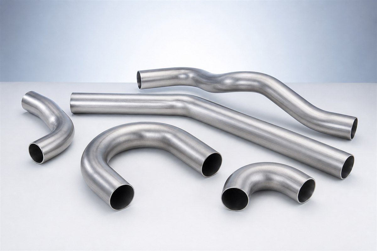Mandrel-bent stainless steel exhaust pipes for automotive assemblies