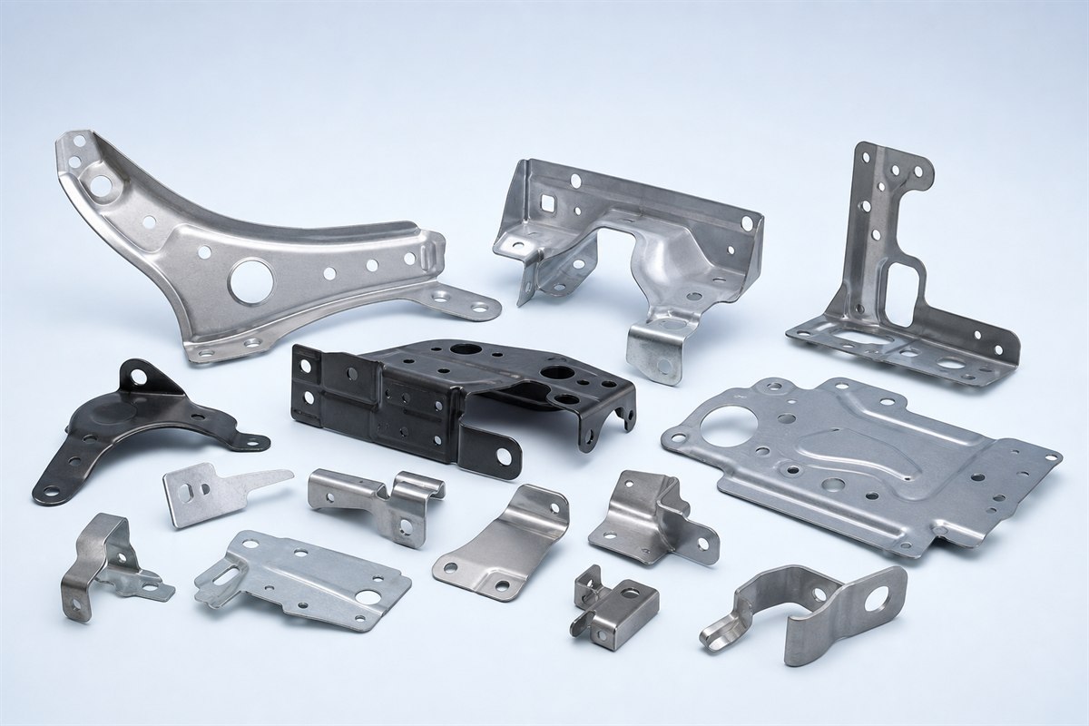 Precision stamped metal parts and automotive mounting brackets