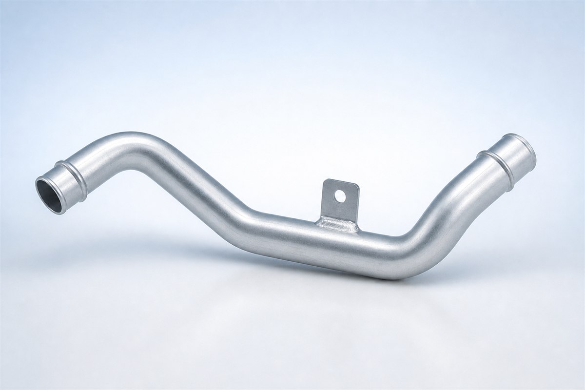 Formed aluminium radiator coolant pipe with beaded ends