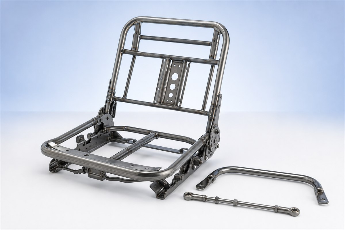 Automotive seat frame and towel bar assembly for four-wheeler seating