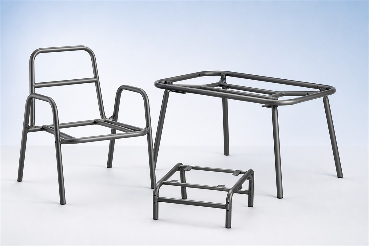 Precision-bent steel tube components for furniture frames