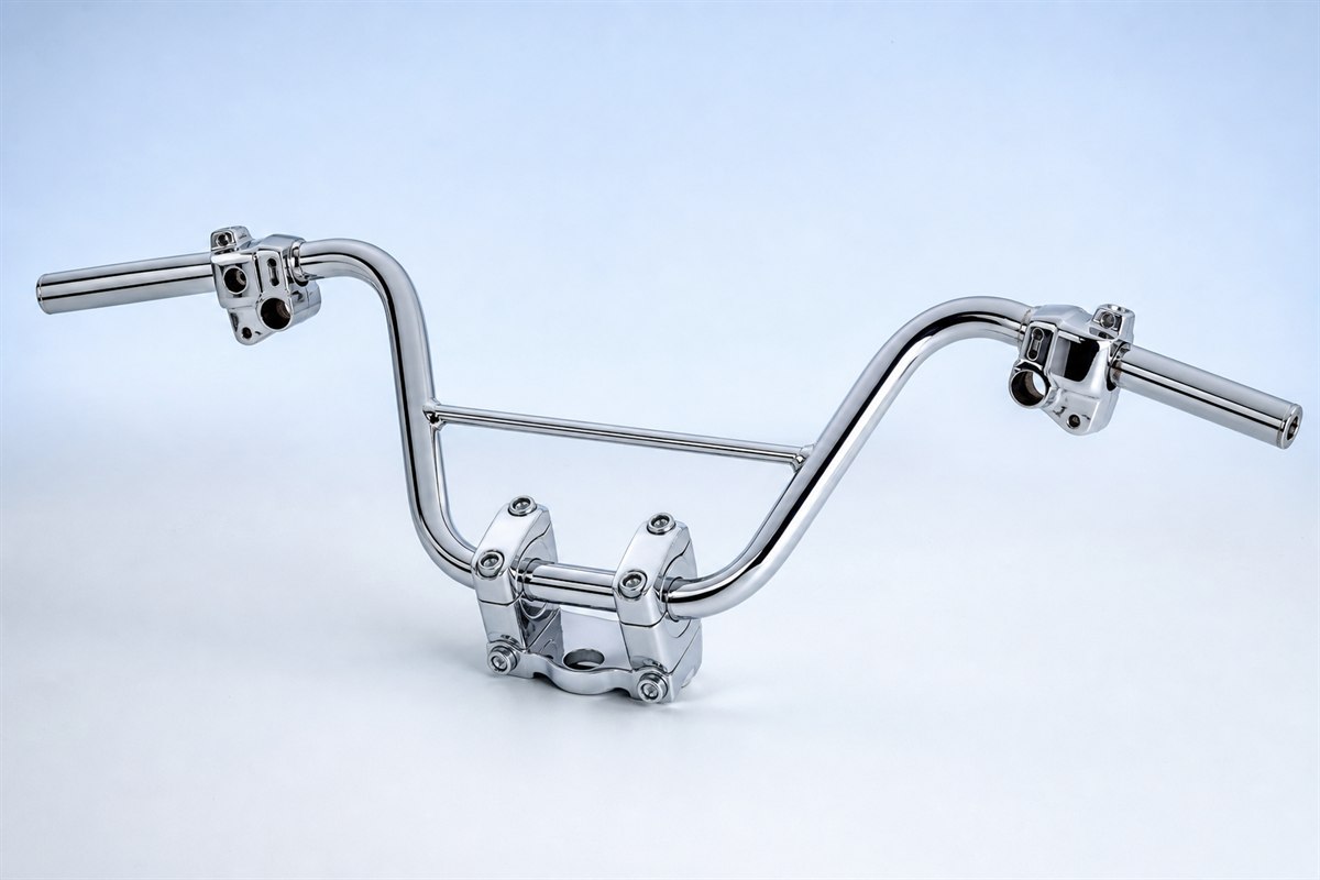Chrome two-wheeler handle bar assembly with precision bends