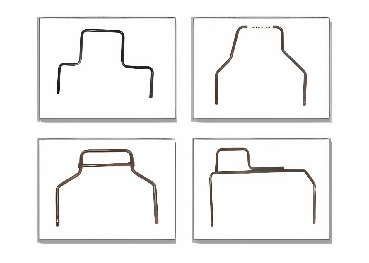 Four unique seat frame adjuster rod products arranged in a two-by-two composition