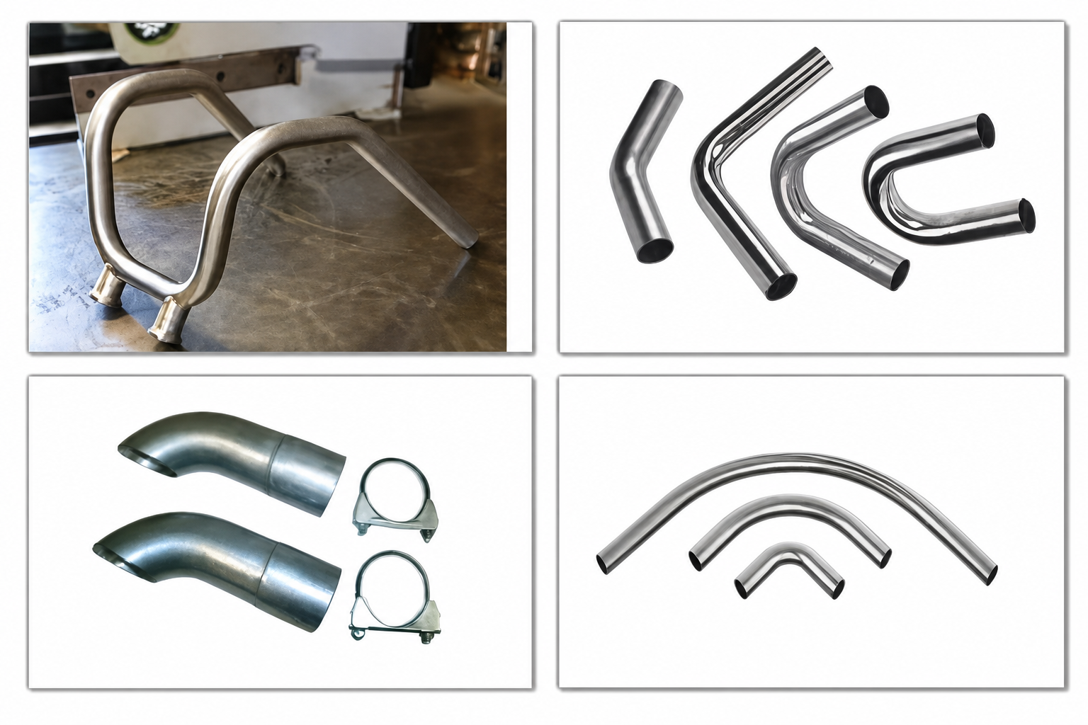 Four precision tube bend products arranged in a two-by-two composition